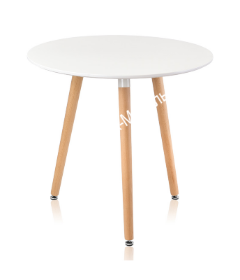 Стол круглый EAMES DST белый на дер. ножках 